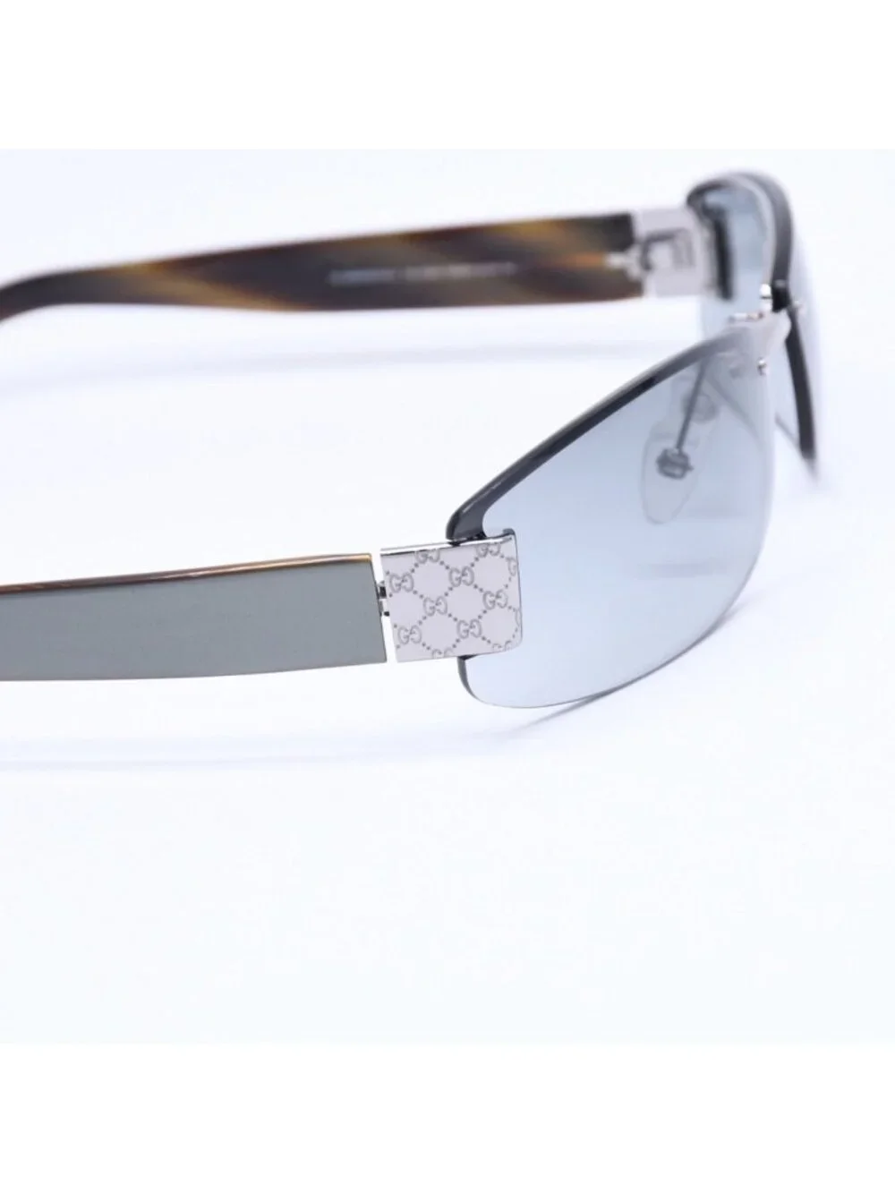 Gucci Sunglasses Eyewear Khaki Lens Temple Silver